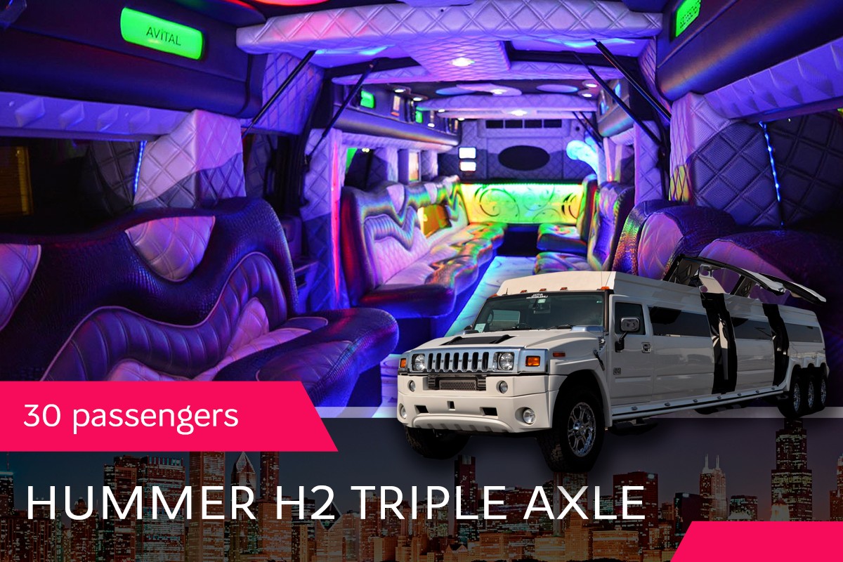 Limo to Rent: 30 Pass Hummer H2 Triple Axle
